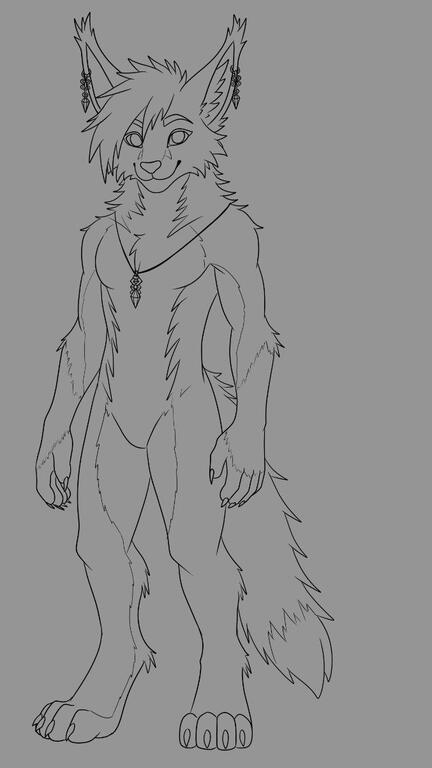 line art wolf sona 🐺